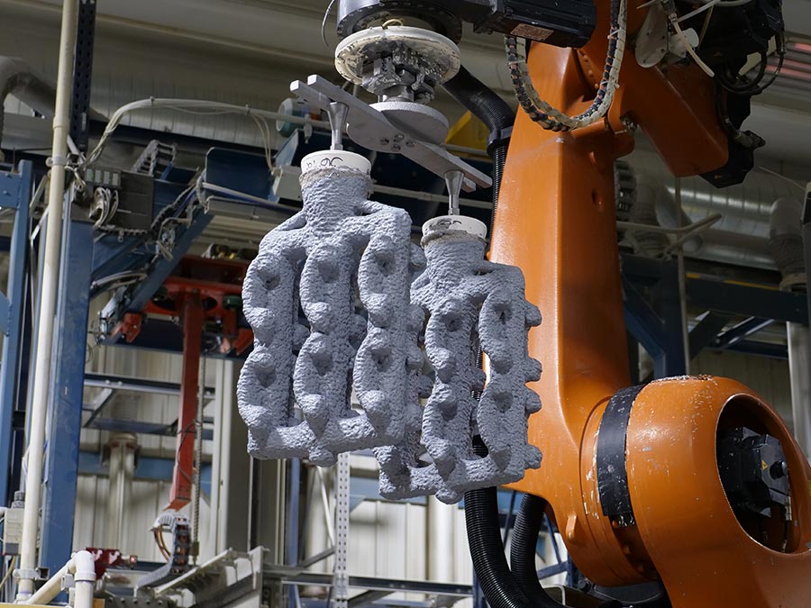 Barron's six-axis robot lifts wax tree patterns
